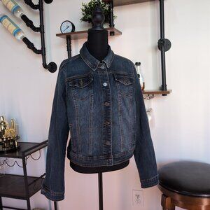 Earl Jean floral embroidered denim jacket size Large